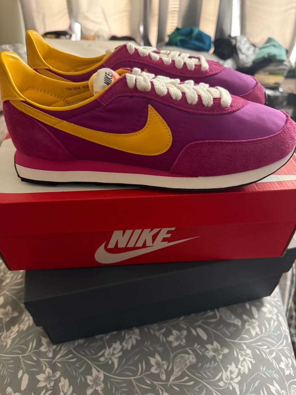 Nike Waffle Trainer 2 Retro Runner Sneakers in Magenta and Yellow
